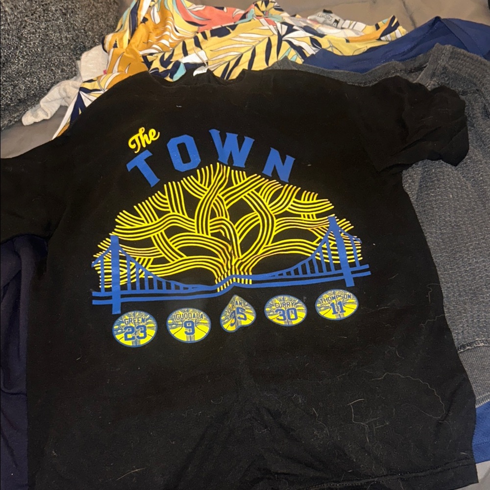 Alstyle Kids Black T-Shirt with Yellow and Blue 'The Town' Graphic